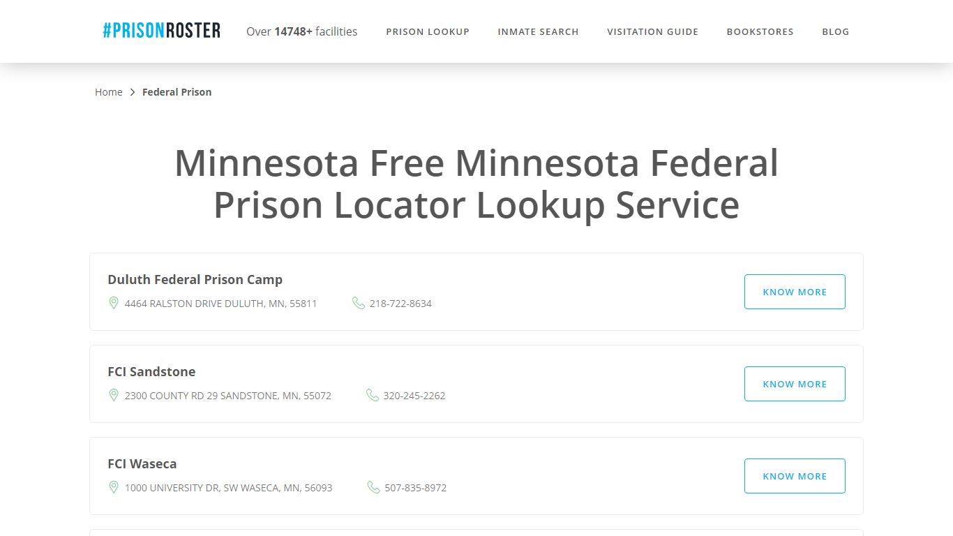 Minnesota Federal Prison Inmate Lookup - Prisonroster